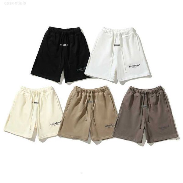 

casual sports pants fog double line essentials american high street loose reflective shorts men's fashion capris summer fashion sweatpa, Black