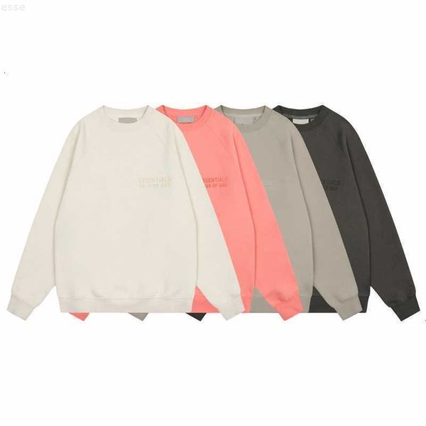 

hoodies hweatshirts new fog double line essentials high street american solid color lovers loose flocking round neck sweater men, Black