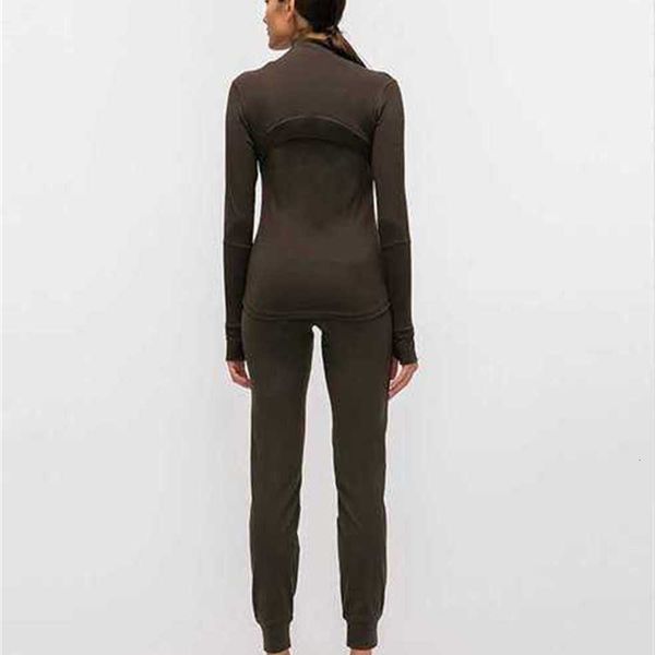 

women's tracksuits yoga outfits l-78 autumn winter new zipper jacket quick-drying yoga clothes long-sleeve thumb hole training running, Gray