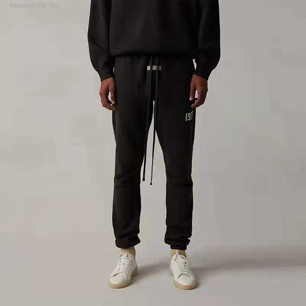 

casual sports pants gaojiechao brand eighth season fog double line series essentials digital 1977 flocking printed trousers thin style fashi, Black