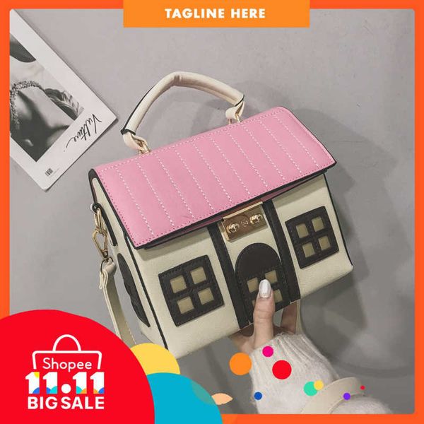 

80%off luxury design bags new color contrast creative funny little house msenger cartoon cute hand personalized women's ladies evening