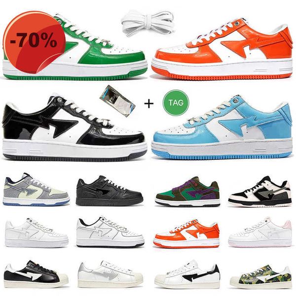 

low shoescasual shoes mens trainer sports sneakers platform shoe fashion sk8 black white green red orange camouflage 2022 bapestas baped men