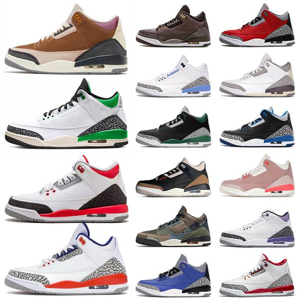 

men basketball shoes 3 3s trainers cool grey cardinal red court purple fire red j3 throw line georgetown laser orange pine green retro sport