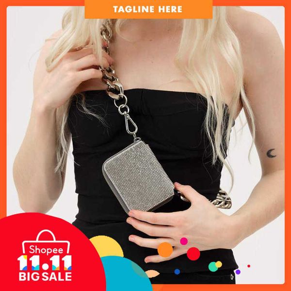 

80%off luxury design bags bag women's new card versatile ins thick chain rhintone mini purse niche dign ladies evening clutches