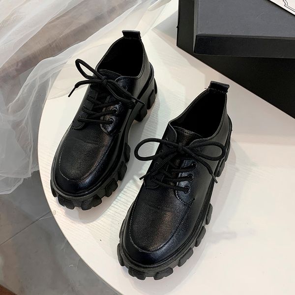 

height increasing shoes autumn spring chunky sneakers platform women's casual increase ladies thick heel leather black zapatos mujer 22, Black;white