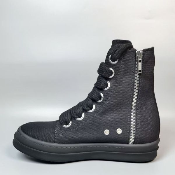 

2022ss ri black street mage slub lace canvas satin trainer boots tpu creamy sole rock ro booties