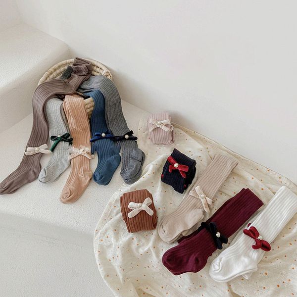 

leggings tights milancel children s pantyhose tight pants autumn solid pearl bow girls 221203, Blue