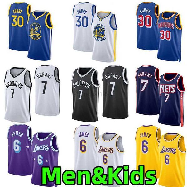 

basketball jerseys college basketball wears 2023 #6 james stephen #30 curry men kids jersey #7 kevin durant city breathable mesh 75th editio, Black