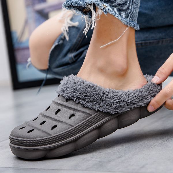 

slippers winter men women warm furry concise indoor home cotton shoes casual fluff slides plush fur clogs 45 221203, Black