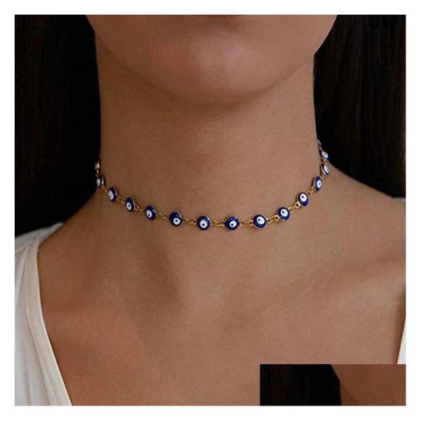 

beaded necklaces fashion jewelry turkish symbol evil eye beaded necklace blue eyes bracelet drop delivery necklaces pendants dhmyk, Silver