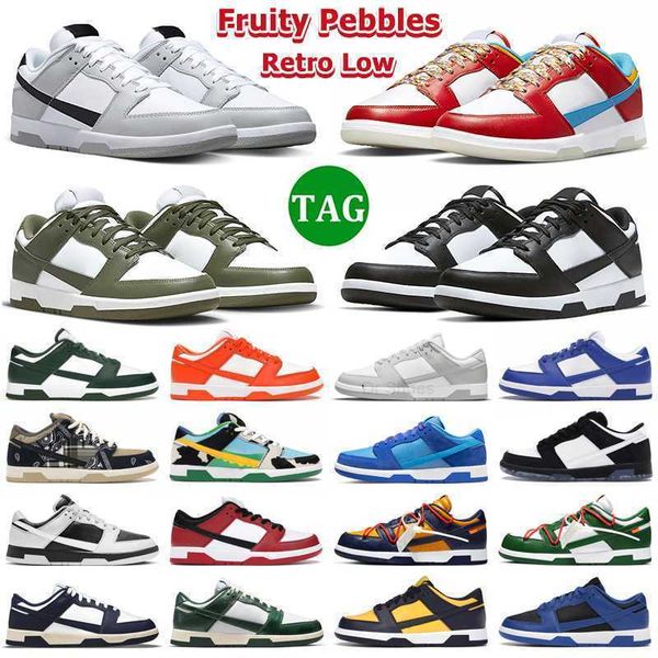 

retro low shoes casual sneakers men women white black panda fruity pebbles medium olive grey fog kentucky michigan arizona state flat mens