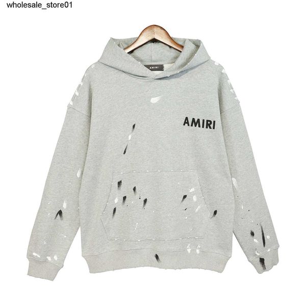 

men's hoodies designer sweatshirts amirs fashion brand speckle letter print men women loose streetwear hoodie, Black