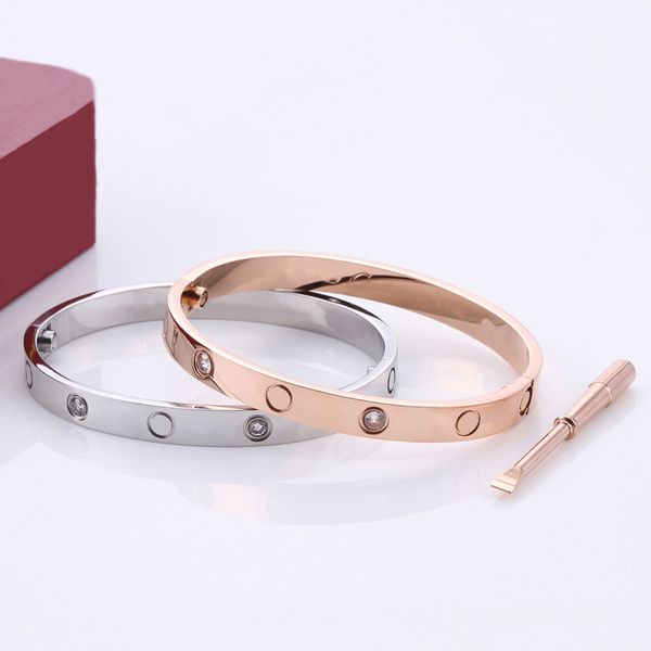 

love screw bracelet designer mens bangle luxury jewelry women bangle classic 5.0 titanium steel alloy gold-plated craft colors gold silver r, Black