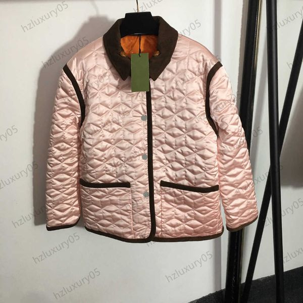 

womens jacket diamond check pattern contrasting color stripes buttons jackets reversible quilted thicken warm coats autumn winter fashion wo, Black;brown