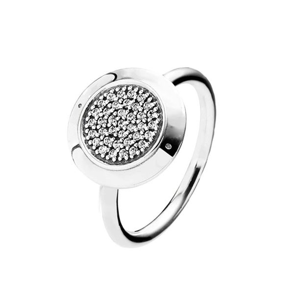 

925 sterling silver logo pave ring with original box for pandora classic design wedding party jewelry cz diamond rings for women girlfriend, Slivery;golden
