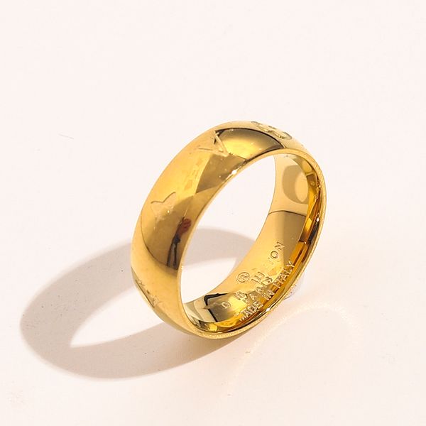 

luxury women's rings designer fashion wedding ring 18k gold plated multi size ring with steel stamp exquisite jewelry accessories coupl, Slivery;golden
