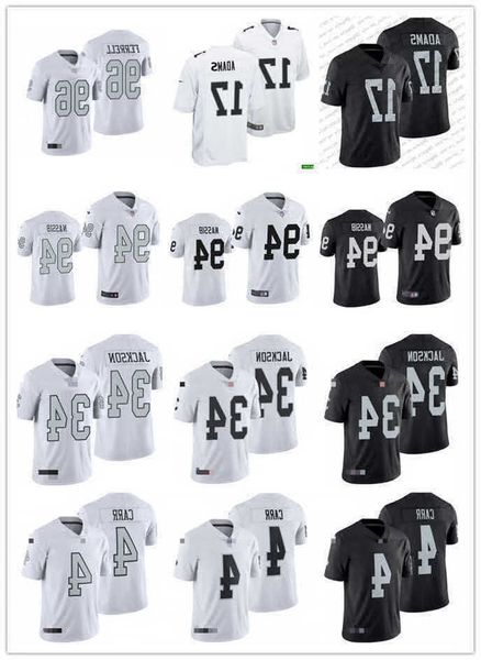 

football jersey las vegas''raiders''17 davante adams 34 bo jackson 24 charles woodson 4 derek carr 28 josh jacobs 13 hun, Black;red