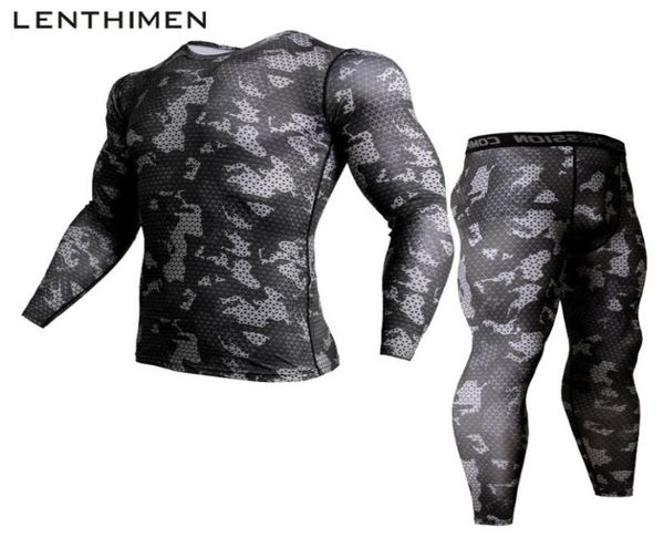 

camouflage mens compression shirt pants set running tight suit long sleeves shirts leggings sport suits men gym workout clothing4528324, Black;blue