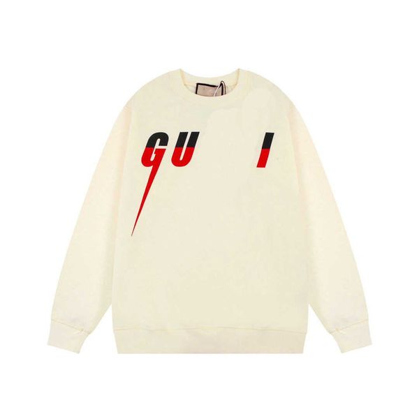 

designer luxury guggi classic high version winter ancient lightning printing pullover pure cotton sweater for men and women lovers, Black