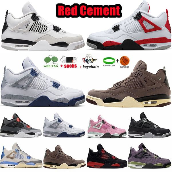 

new 4 basketball shoes for men women jumpman 4s military black cat canvas white oreo university blue noir red cement sail thunder midnight