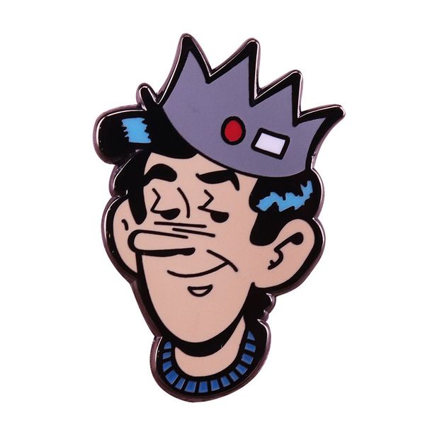 

interesting nerd's hat cartoon brooch metal enamel lapel badge collect denim jacket backpack pin children fashion jewelry gifts, Blue