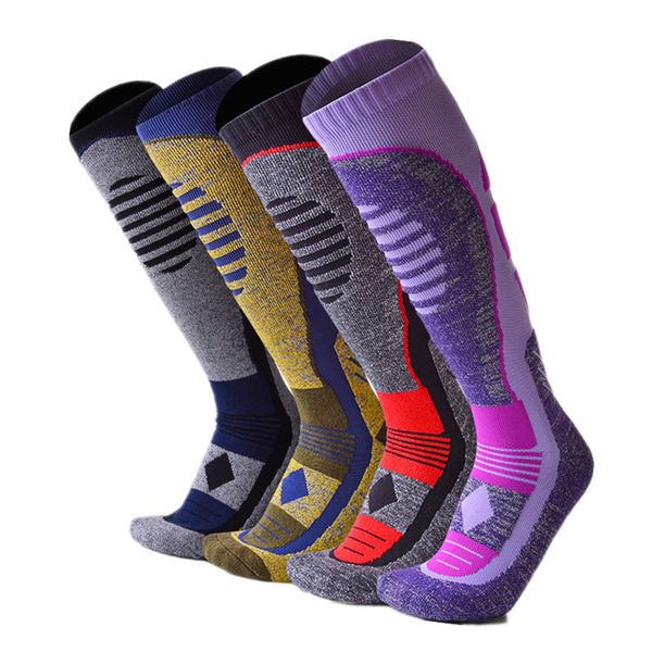 

men's socks professional ski thickened stockings men women winter snow sports hiking snowboarding thermal sock 221202, Black