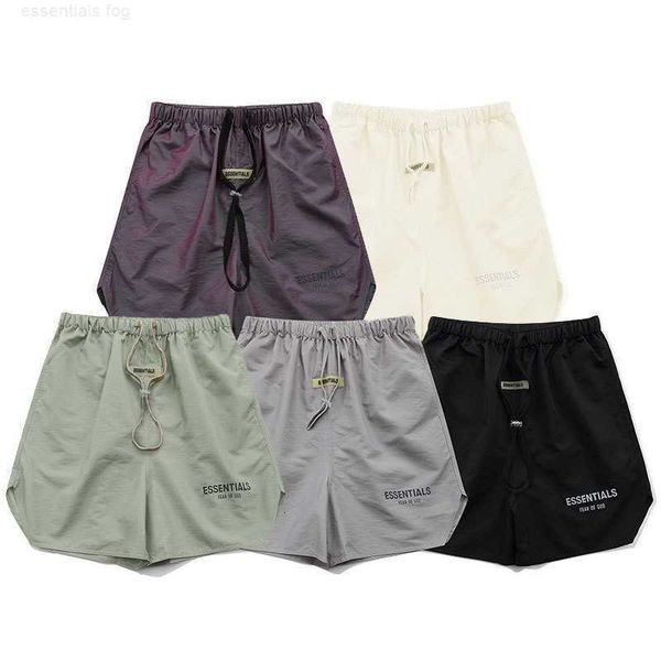 

casual sports pants fog fashion brand fee of god essentials high street nylon reflective men's and women's casual shorts design sw, Black