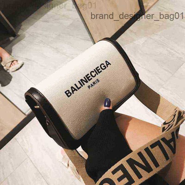 

totes 2022 fashion niche design small square bags summer letter wide strap shoulder messenger bags women purse and handbags x220916