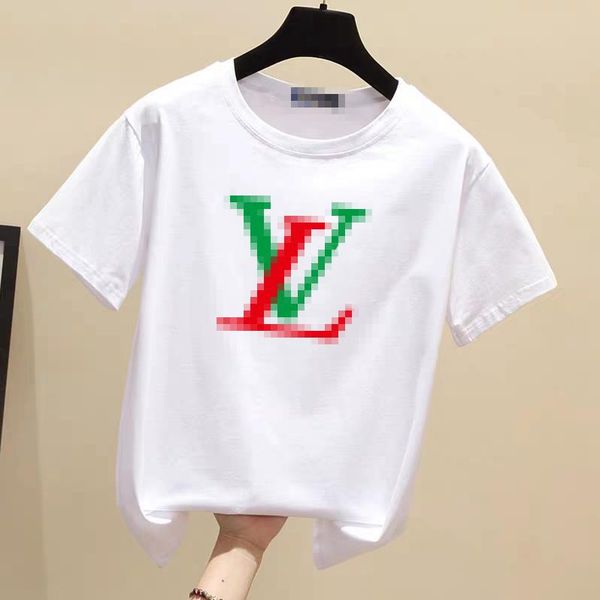 

2022 new fashion women and men summer female letter appliques luxury brands t-shirt ladies casual cotton tees prad crew, White