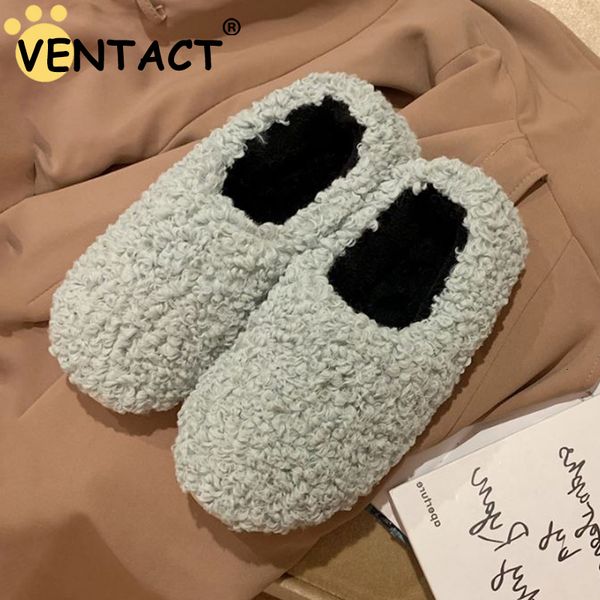 

slippers ventact cotton for women winter fur warm cover heels indoor home cute thick sole flip flops 221203, Black