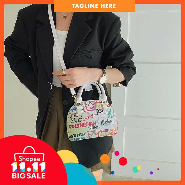 

80%off luxury design bags 2022 fashion new graffiti shell bag for women travel handbag girls ladies evening clutches