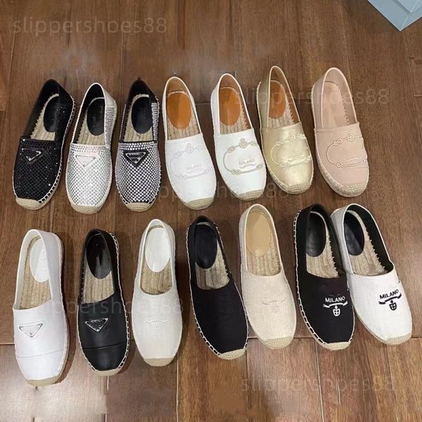 

espadrilles designer for women dress shoes loafers oxford flats nappa leather cotton fabric linen flax embroidery espadrille platform slip o, Black