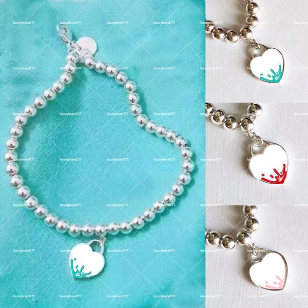 

designer bracelet womens jewelry classic 925 silver heart blue red pink three color pendant fashion birthday love wedding children's gi, Golden;silver