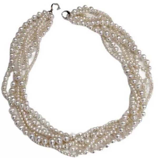

beautiful 6-row jewelry freshwater pearl fashion women's necklace, Silver
