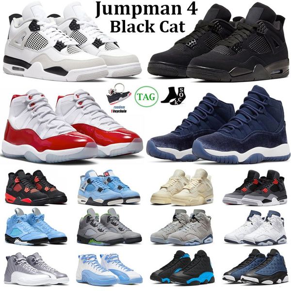 

basketball shoes jumpman 4 5 6 11 12 13 men women 4s black cat military black red thunder unc green bean 11s cherry midnight navy mens pksd