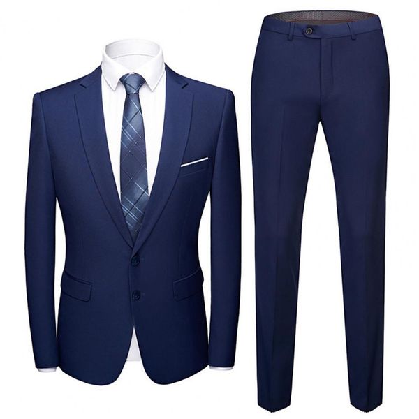 

men's suits blazers 1 set business men blazer pants turndown collar slimming two buttons formal jacket trousers groom jackets 221202, White;black