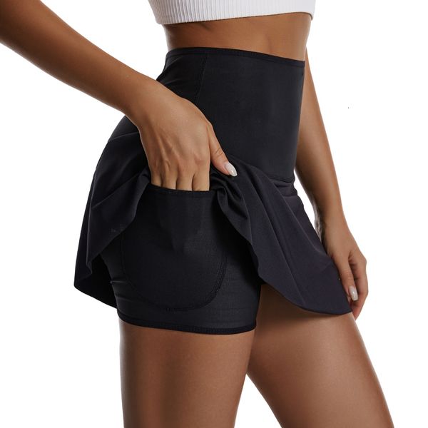 

women's shapers sweat sauna skirt for with pockets high waisted athletic golf skort body shaper workout running shapewear 221202, Black;white