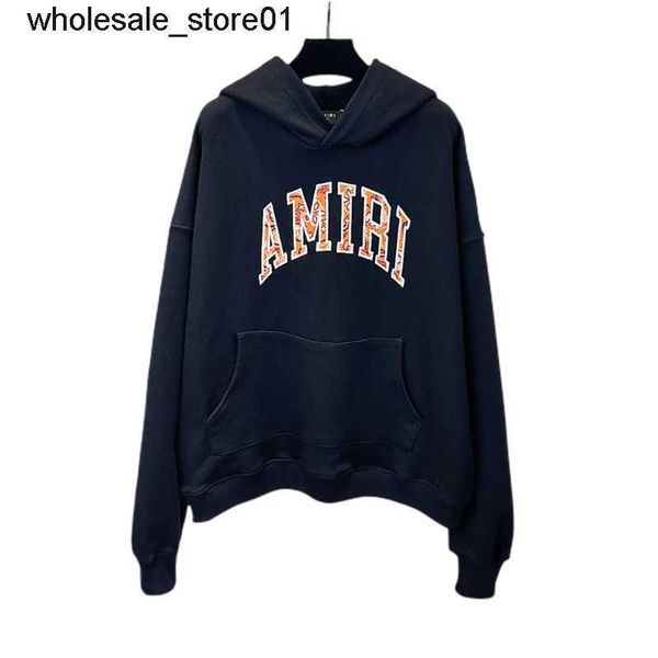 

men's hoodies designer sweatshirts winter new fashion amirs letter cashew flower embroidery men's women's pullover streetwear, Black