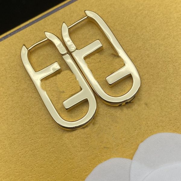 

new fashion brand earring color hoop diamond double f letter brass material personality earrings women wedding party designer jewelry, Golden;silver