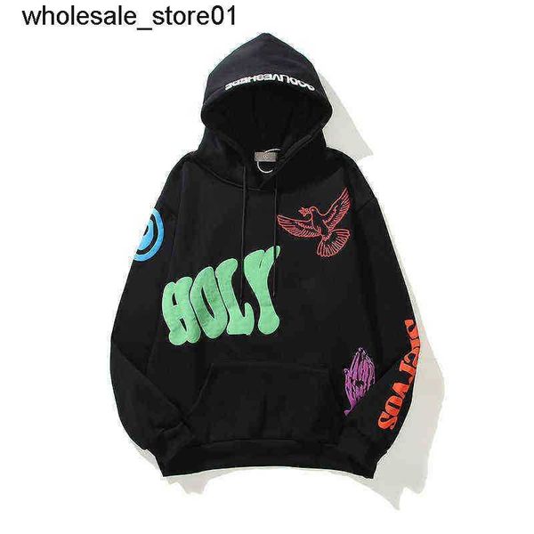 

men's hoodies designer sweatshirts classic wests mens hoodie kanyes printed womens couple pullover streetwear hooded, Black