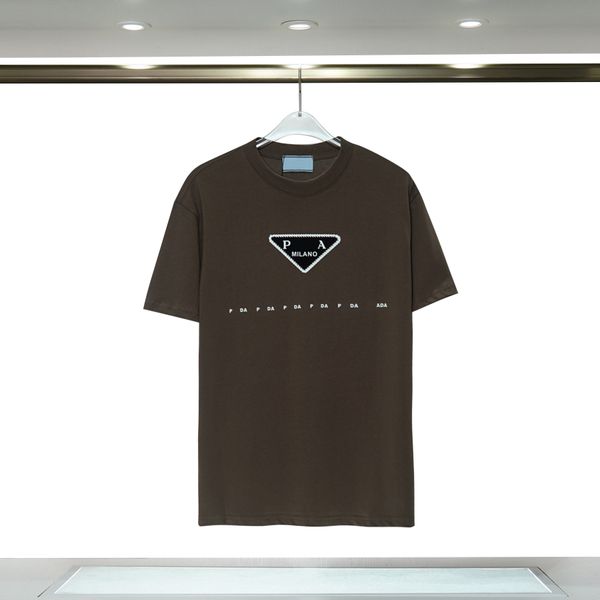 

men's t-shirts designer fashion black white brown t-shirt triangle brand letters casual summer short sleeve 100% cotton women's as, White;black