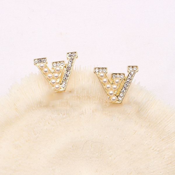

plated 925 silver luxury brand designers letters stud geometric famous women round crystal rhinestone earring wedding perty jewerlry circula, Golden;silver