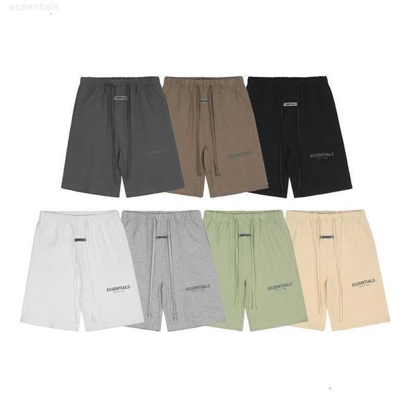 

casual sports pants fog multi thread essentials american high street loose reflective shorts men's fashion capris summer style sweatpan, Black