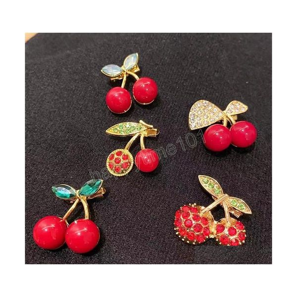 

pins brooches lovely red cherry brooch highend ladies brooches diamond oil drip for women clothing accessory drop delivery jewelry dhner, Gray