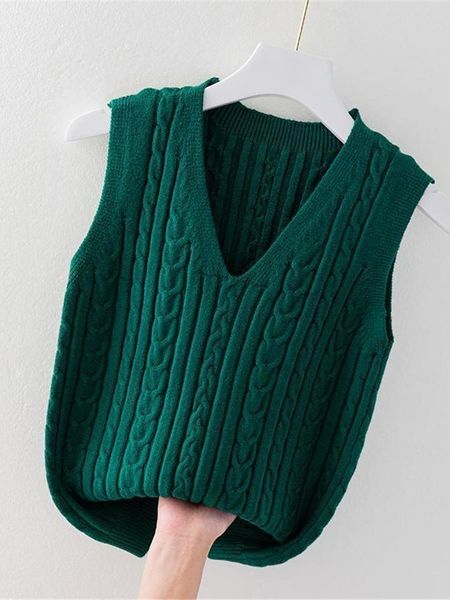

women's vests spring sweater vest women vneck sweater tank female casual sleeveless twist knit pullovers fashion 221202, Black;white