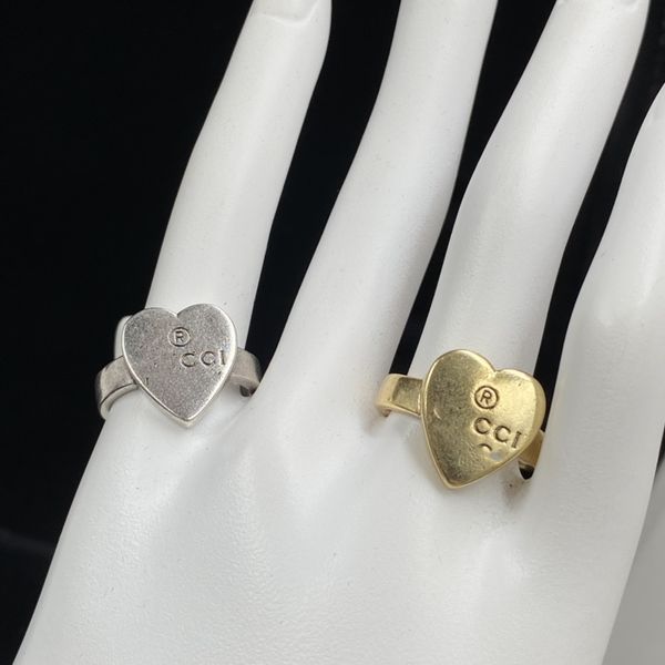 

designer brand letter ring for men and women 2 color 18k gold plated inlaid stainless steel love wedding jewelrfine engraved finger, Silver