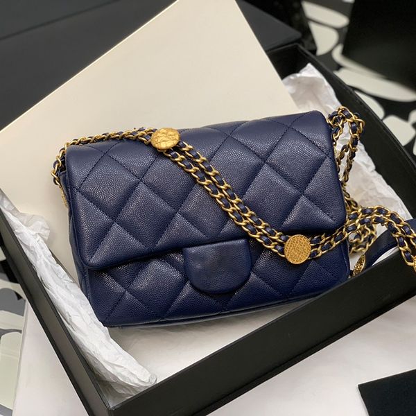 

10a original quality gold coin crossbody bag lady shoulder bag 21cm designer bags leather flap bagss with box c073