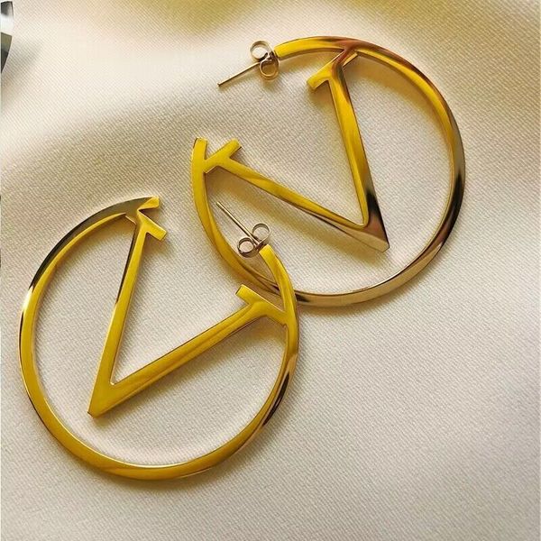 

2023 letter stud earrings womens fashion classic designer big circle hoop earring for woman, Golden;silver