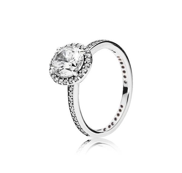 

classic cz diamond ring for pandora 925 sterling silver round retro ladies elegant ring with original box fashion ite9442552, Slivery;golden