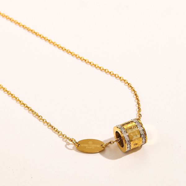 

luxury design necklace 18k gold plated brand stainless steel necklaces choker chain crystal letter pendant womens wedding jewelry accessorie, Silver